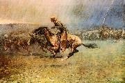 Frederick Remington The Stampede oil on canvas